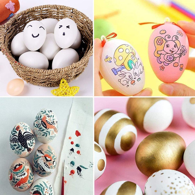 Haawooky 30 Pack White Plastic Eggs, Fake Easter Egg, Artificial Chicken for DIY Crafts, Painting, Party, Home Decor, Kids, Kitchen - Image 5