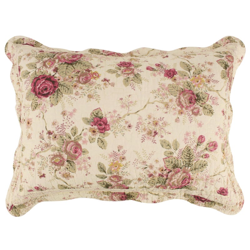 Greenland Home Fashions Greenland Home Antique Rose 100% Cotton Quilted Pillow Sham, Standard 20x26-inch, Ecru - Image 5