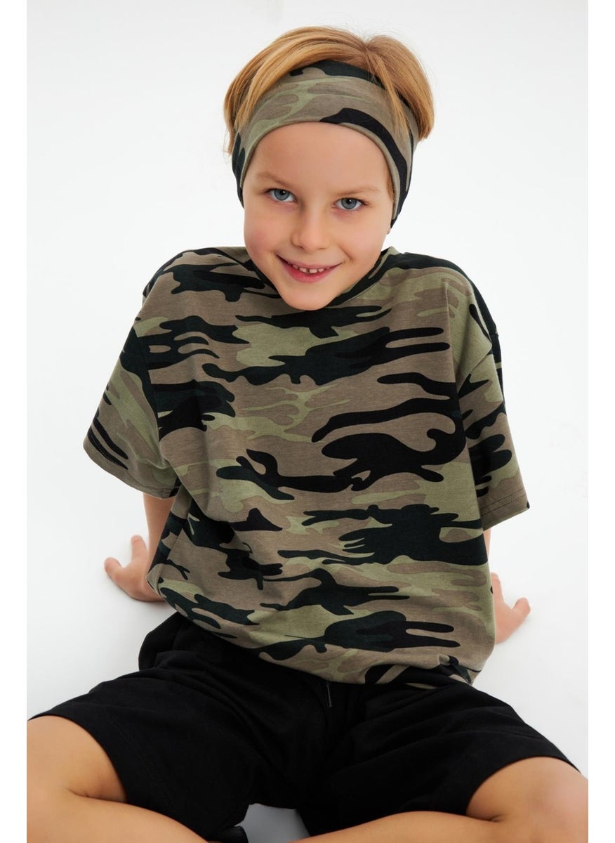 Babygiz تي شيرت كامو بوي القطن الكومبيد كاجوال oversized باندانا بدلة مزدوجة  - Image 1