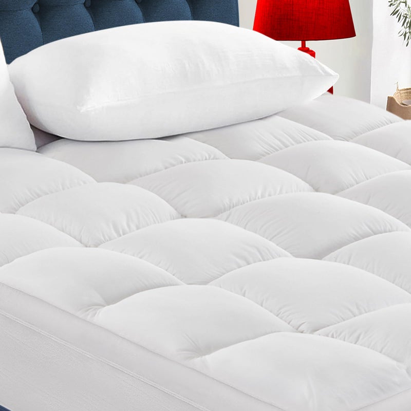 CYMULA Queen Mattress Topper for Back Pain - Extra Thick Cooling Mattress Pad Cover for Queen Size Bed - Soft Mattress Protector Pillow Top with 8-21 Inch Deep Pocket 3D Snow Down Alternative Fill - Image 1