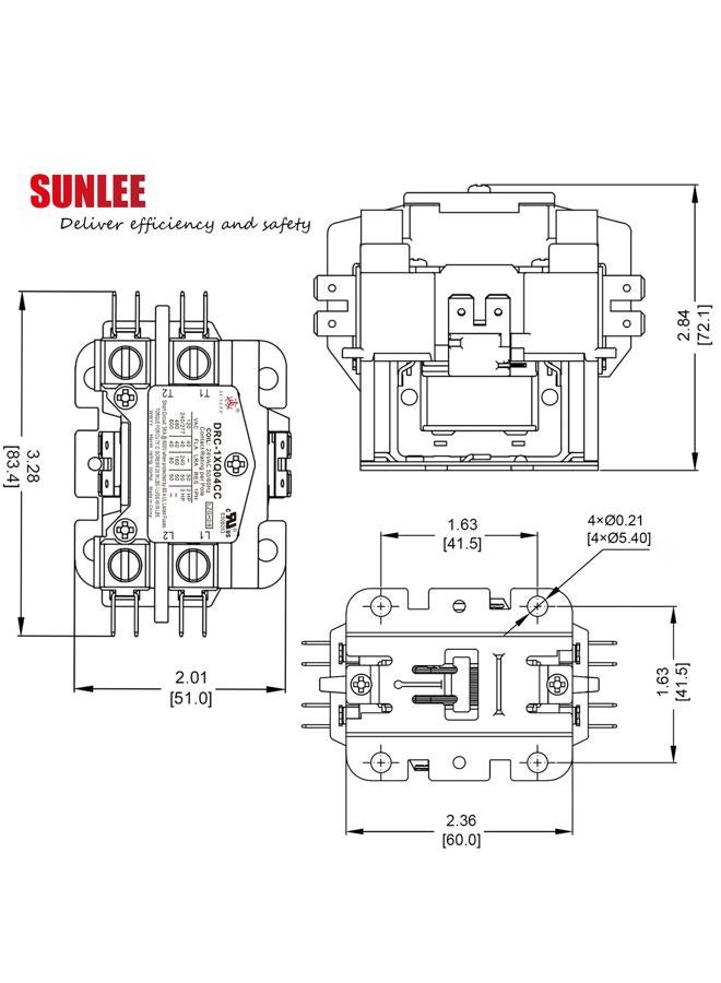 Sunlee UL 1 Pole 40 Amp Contactor with 24V Coil for AC Air Conditioner Condenser Heat Pump Universal Fit - Image 4