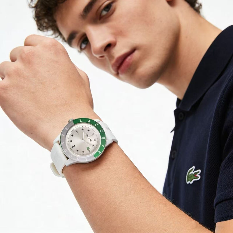 Laco Round white dial watch with green-accented silicone bezel - Image 2
