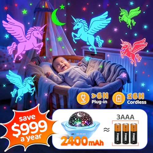 One Fire Night Light for Kids Gifts, 6 Films+78 Lighting Modes Ceiling Star Projector, Rechargeable Night Light Projector,360°Rotion Star Lights for Bedroom Decor,Sensory Toys for Baby Christmas Gifts - Image 4