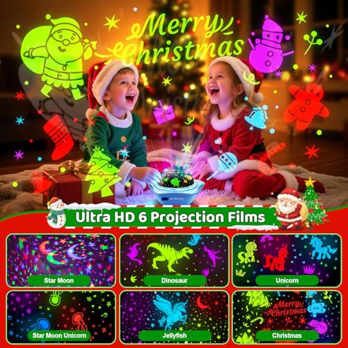One Fire Night Light for Kids Gifts, 6 Films+78 Lighting Modes Ceiling Star Projector, Rechargeable Night Light Projector,360°Rotion Star Lights for Bedroom Decor,Sensory Toys for Baby Christmas Gifts - Image 2