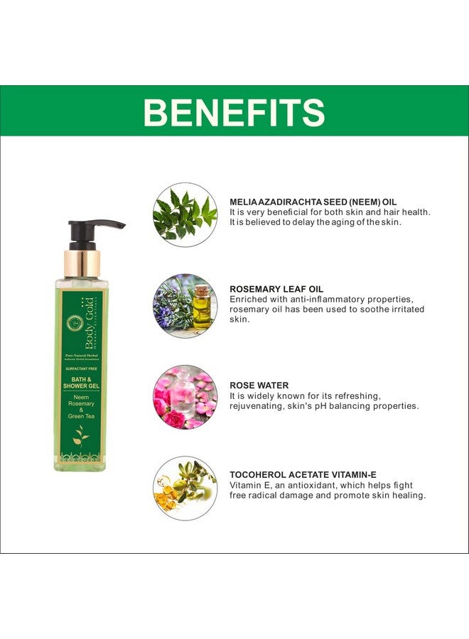 Body Gold Bath & Shower Gel - Neem Rosemary & Green Tea it Gently cleanses the skin,Has a calm and soothing effect,Maintains firmness of the skin,Keeps the skin soft and supple 200ml(SG-02) - Image 4