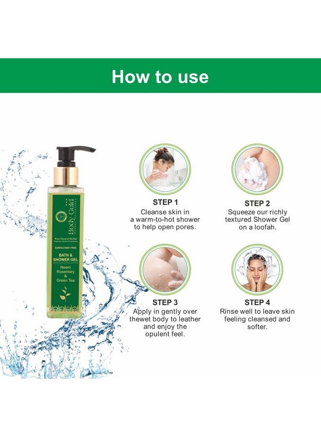 Body Gold Bath & Shower Gel - Neem Rosemary & Green Tea it Gently cleanses the skin,Has a calm and soothing effect,Maintains firmness of the skin,Keeps the skin soft and supple 200ml(SG-02) - Image 5