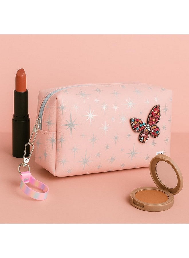 NFI essentials Makeup Pouch Cosmetic Pouch Vanity Case Jewellery Pouch Stationery Pencil Case Travel Organiser Travel Pouch Bag with Detachable Handle - Image 3