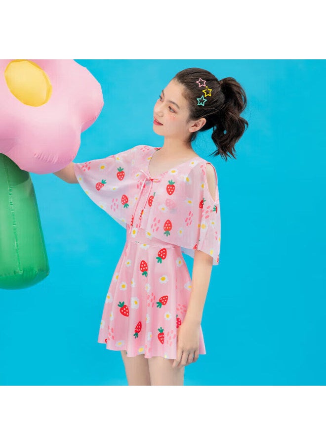 Skin-friendly Yifu Children's Swimsuit, Girls' Style For Older Kids, Fashionable One-piece Dress-style Swimwear For Middle School Girls, Korean Design - Image 2