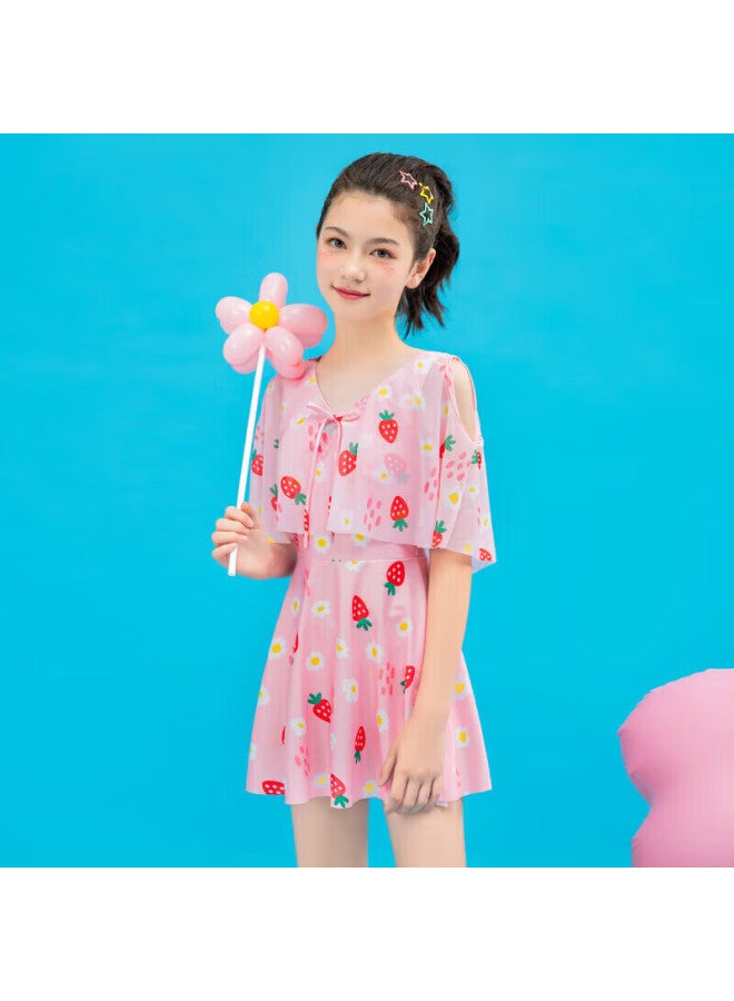 Skin-friendly Yifu Children's Swimsuit, Girls' Style For Older Kids, Fashionable One-piece Dress-style Swimwear For Middle School Girls, Korean Design - Image 3