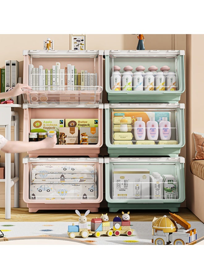  CityRiya-Long منظم تخزين ألعاب الأطفال ، رف كتب الأطفال ، خزانة تخزين الألعاب ، رف تخزين الألعاب مع 3 صناديق تخزين ، خزانة أطفال ، صندوق ألعاب طفل كبير للكتب والملابس ، (أبيض) - Image 2