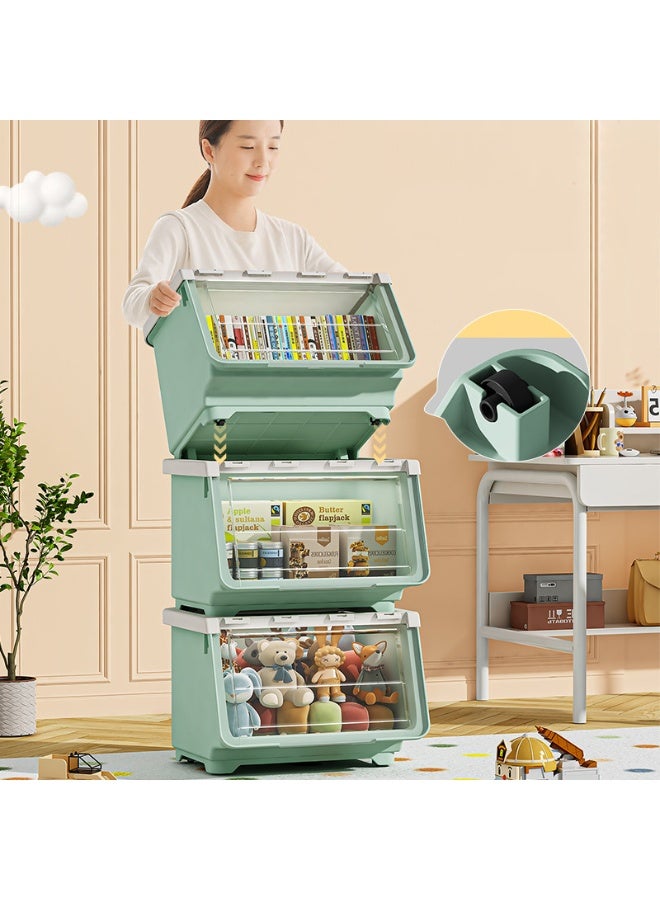  CityRiya-Long منظم تخزين ألعاب الأطفال ، رف كتب الأطفال ، خزانة تخزين الألعاب ، رف تخزين الألعاب مع 3 صناديق تخزين ، خزانة أطفال ، صندوق ألعاب طفل كبير للكتب والملابس ، (أبيض) - Image 3