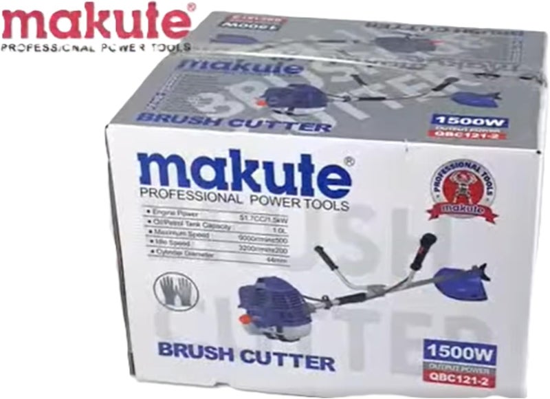 makute 9000RPM Gasoline Brush Cutter, 51.7cc Engine, 1L Fuel Tank, 255mm Blade, 440mm Cutting Width for Gardening, Lawn Maintenance & More – QBC121-2 - Image 4
