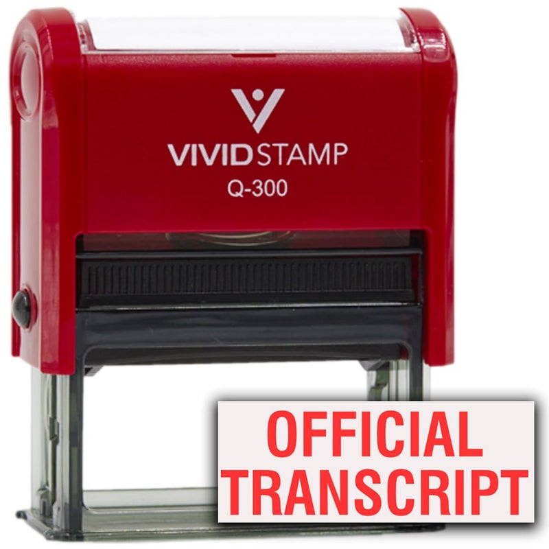 Vivid Stamp Official Transcript Self Inking Rubber Stamp Red Ink  Medium