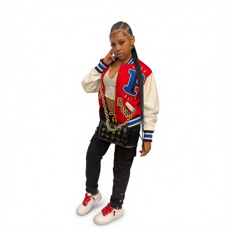 Plus Size Letter Print Stitching Jacket Coat - Image 2