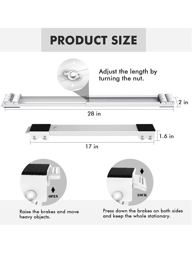 Furniture Dolly Mobile Roller, Extendable Appliance Rollers Mobile Washing Machine Base, Fridge Stand Moving Cart for Washing Machines, Refrigerators, Dryers, Dishwashers, White - Image 2