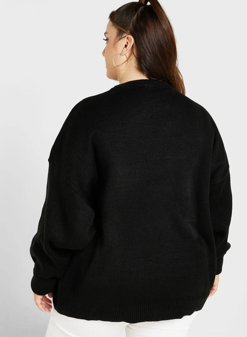 Topshop Curve Graphic Knitted Sweater