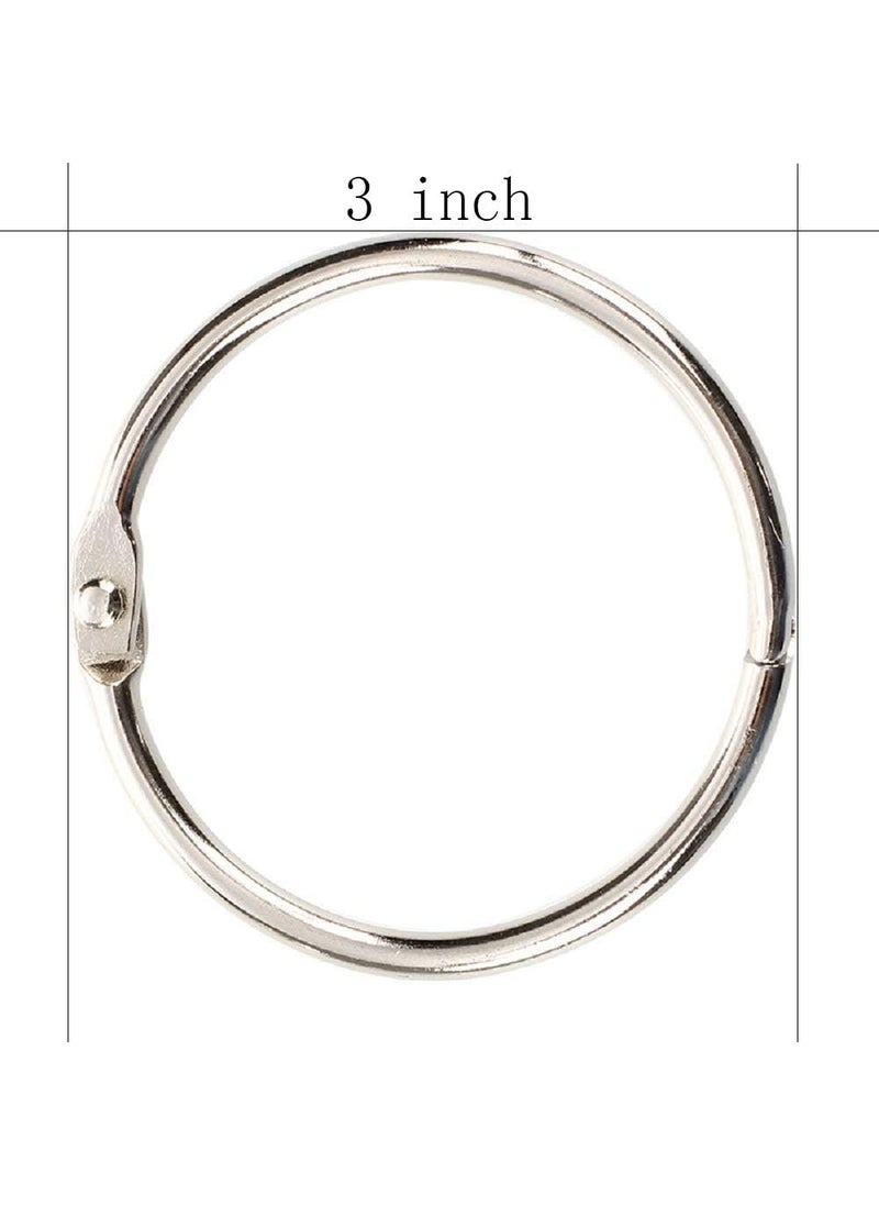 KTOJOY 3Inch 6 Pack Loose Leaf Binder Rings Keychain Key Metal Nickel Plated Steel Binder Book Rings Silver  - Image 2