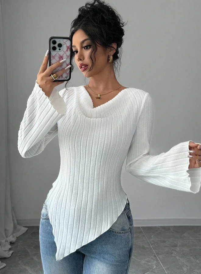 Take Two Women Solid V Neck Fitted Wrap Top