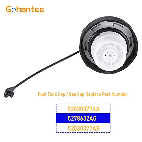 gohantee Fuel Gas Cap 52030377AB 5278632AG Compatible with Chrysler 300 PT cruiser, Dodge Caliber Challenger Charger Dakota Durango Ram 1500 2500, Replacement for Jeep Compass Grand Cherokee Patriot, Ram - Image 2