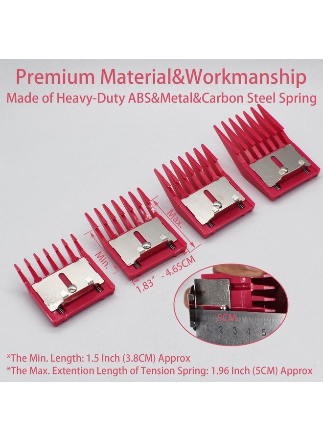 AIRERA 4 Pieces Professional A5 Style Hair Clipper Attachment Guard Guide Cutting Combs Set 76926-900, 1/8", 1/4", 3/8", 1/2", Compatible With Oster Classic 76 A5 Andis Ag Bg Wahl Km Pet Groomers (Magenta) - Image 4