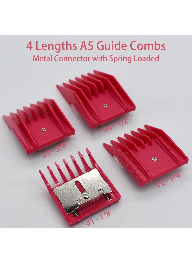 AIRERA 4 Pieces Professional A5 Style Hair Clipper Attachment Guard Guide Cutting Combs Set 76926-900, 1/8", 1/4", 3/8", 1/2", Compatible With Oster Classic 76 A5 Andis Ag Bg Wahl Km Pet Groomers (Magenta) - Image 2