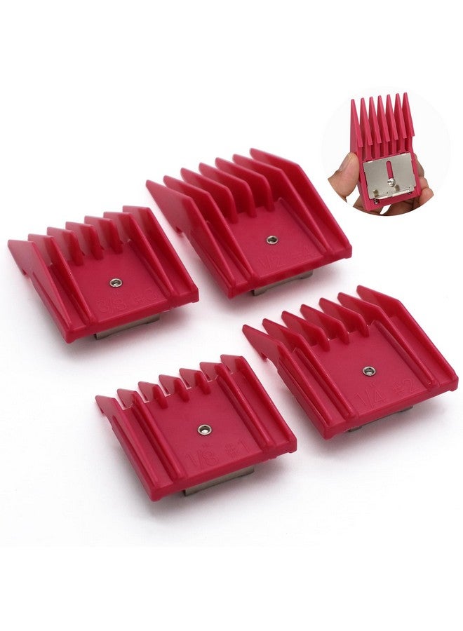 AIRERA 4 Pieces Professional A5 Style Hair Clipper Attachment Guard Guide Cutting Combs Set 76926-900, 1/8", 1/4", 3/8", 1/2", Compatible With Oster Classic 76 A5 Andis Ag Bg Wahl Km Pet Groomers (Magenta) - Image 1
