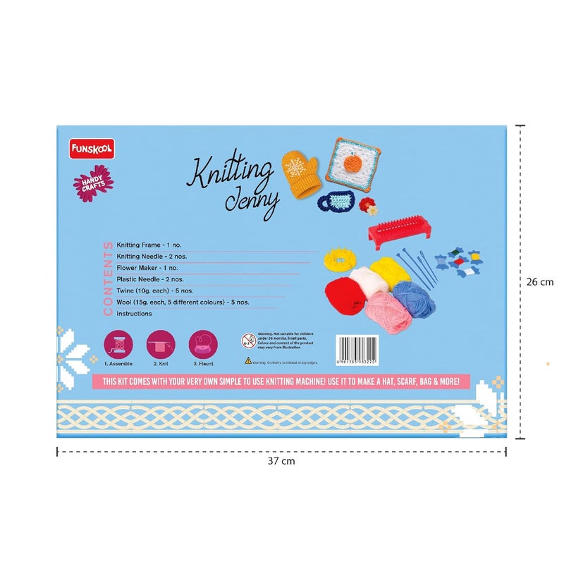 Funskool Handycrafts Knitting Jenny ,Weaving and Knitting Machine , Make scraves, shawls, bags, mufflers , DIY Kit, Ages 7 years and Above, Multicolour - Image 2