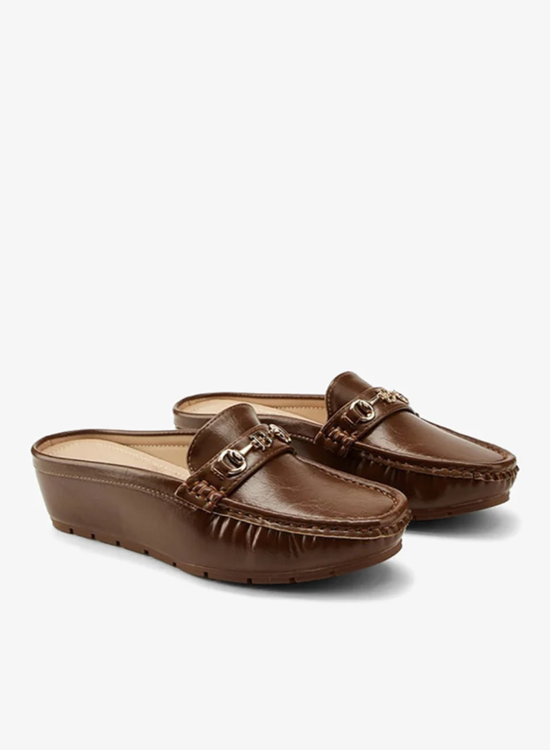 Flora Bella By Shoexpress Horsebit Detail Slip-On Mules