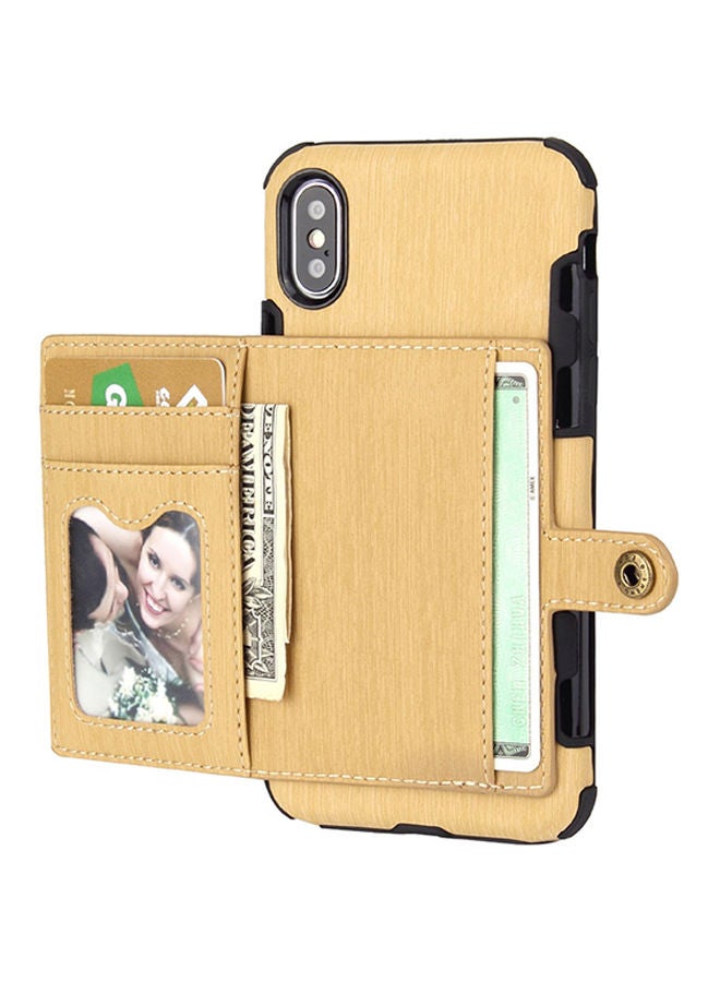 NIBEMINENT Protective Wallet Case Cover For Apple iPhone XS Max Gold - Image 1