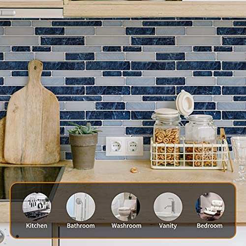 WOWSTAR 10-Sheet Peel and Stick Backsplash Tile for Kitchen Wall, Back Splash Stick On Tiles for Kitchen (12"x12", Dark Blue) - Image 3