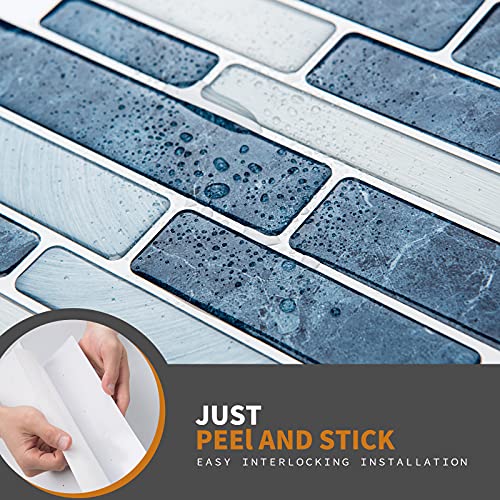 WOWSTAR 10-Sheet Peel and Stick Backsplash Tile for Kitchen Wall, Back Splash Stick On Tiles for Kitchen (12"x12", Dark Blue) - Image 5