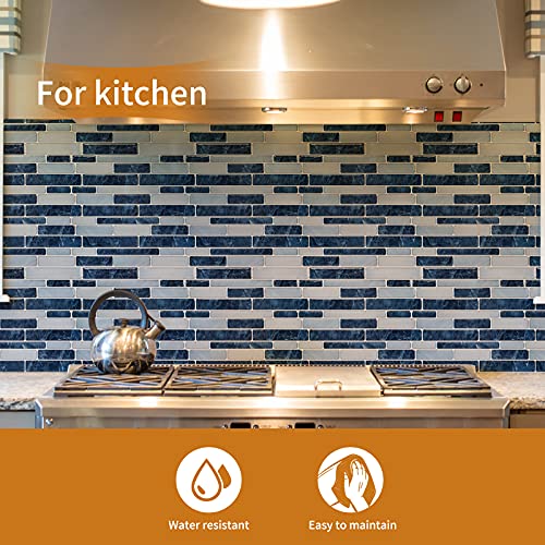 WOWSTAR 10-Sheet Peel and Stick Backsplash Tile for Kitchen Wall, Back Splash Stick On Tiles for Kitchen (12"x12", Dark Blue) - Image 2