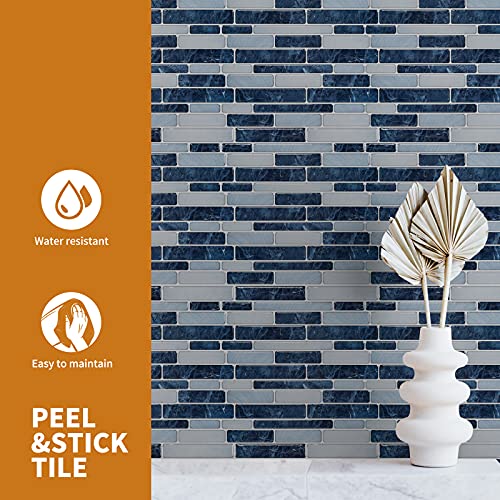 WOWSTAR 10-Sheet Peel and Stick Backsplash Tile for Kitchen Wall, Back Splash Stick On Tiles for Kitchen (12"x12", Dark Blue) - Image 4