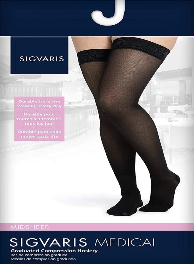 SIGVARIS Women’s Style Medium Sheer 750 Closed Toe Thigh-Highs w/Grip Top 20-30mmHg - Black - Small Long - Image 2