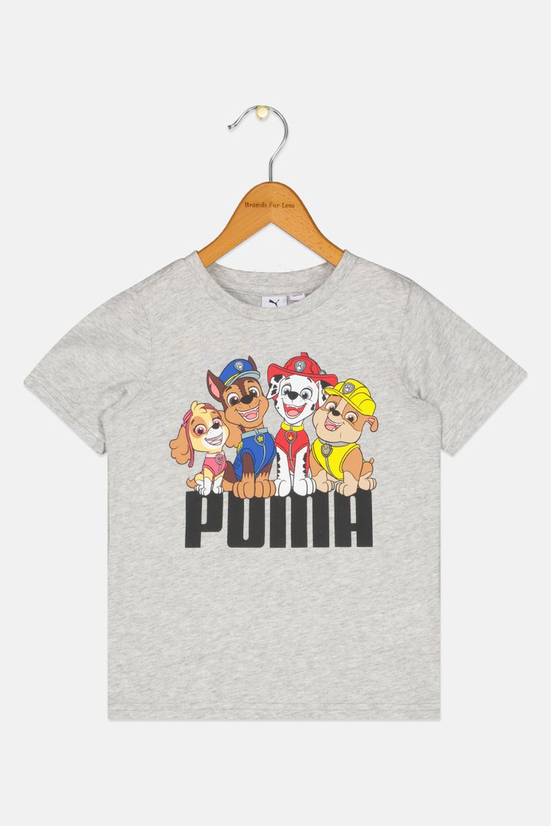 Puma x Paw Patrol Kids Boy Graphic Print Short Sleeve T-Shirt, Grey - Image 3