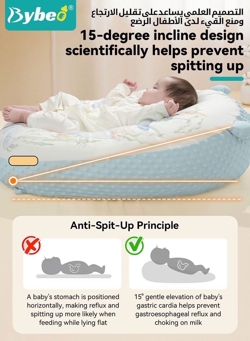 Bybeo Newborn Nursing Pillow, Multifunctional Baby Wedge Pillow, Double-Sided Anti-Reflux Baby Lounger, Baby Feeding Support Pillow for Bottle & Breast Feeding - Image 4