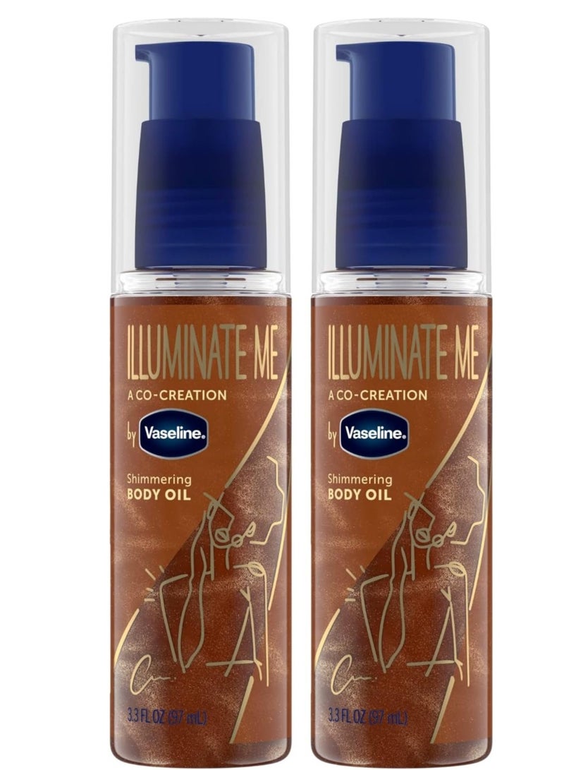 Vaseline Illuminate Me Shimmering Body Oil 3, Travel-Friendly 3-Pack – Glow Up Essentials for Melanin-Rich Skin, 3.3 Oz Ea - Image 1