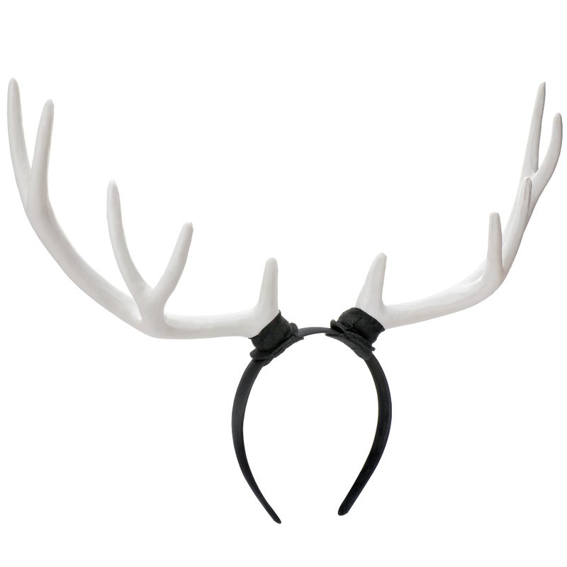MOSTORY White Reindeer Antlers Headband Antler Horns Headband for Deer Cosplay Adult Antler Hairband for Women Renaissance Halloween Photo Shoot - Image 2
