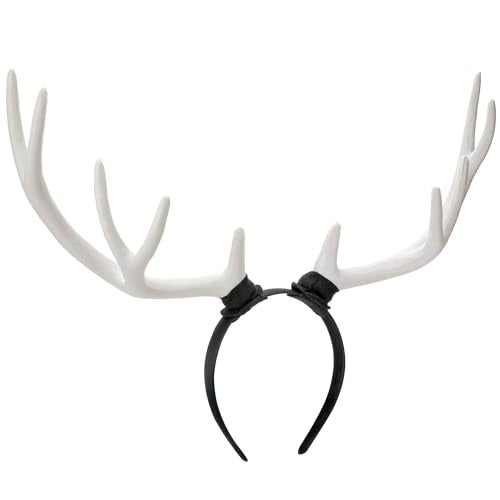 MOSTORY White Reindeer Antlers Headband Antler Horns Headband for Deer Cosplay Adult Antler Hairband for Women Renaissance Halloween Photo Shoot - Image 1