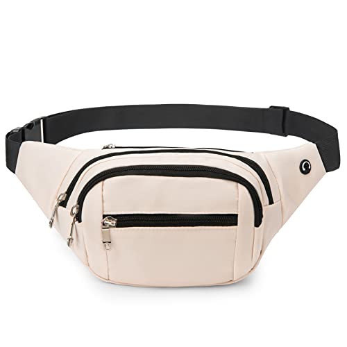 DAITET Fanny Pack Cream White for Men & Women, Large Crossbody Waist Bag & Hip Bum Bag with Adjustable Strap for Outdoors, Workout, Traveling, Casual, Running, Hiking, Cycling - Image 1
