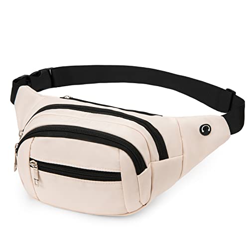DAITET Fanny Pack Cream White for Men & Women, Large Crossbody Waist Bag & Hip Bum Bag with Adjustable Strap for Outdoors, Workout, Traveling, Casual, Running, Hiking, Cycling - Image 3
