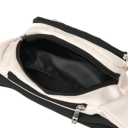 DAITET Fanny Pack Cream White for Men & Women, Large Crossbody Waist Bag & Hip Bum Bag with Adjustable Strap for Outdoors, Workout, Traveling, Casual, Running, Hiking, Cycling - Image 5