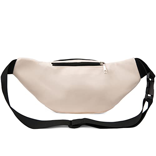 DAITET Fanny Pack Cream White for Men & Women, Large Crossbody Waist Bag & Hip Bum Bag with Adjustable Strap for Outdoors, Workout, Traveling, Casual, Running, Hiking, Cycling - Image 2