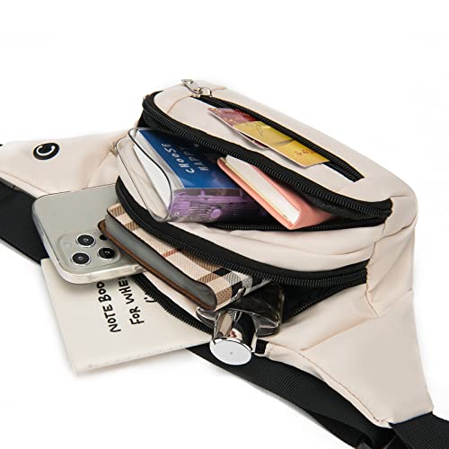 DAITET Fanny Pack Cream White for Men & Women, Large Crossbody Waist Bag & Hip Bum Bag with Adjustable Strap for Outdoors, Workout, Traveling, Casual, Running, Hiking, Cycling - Image 4
