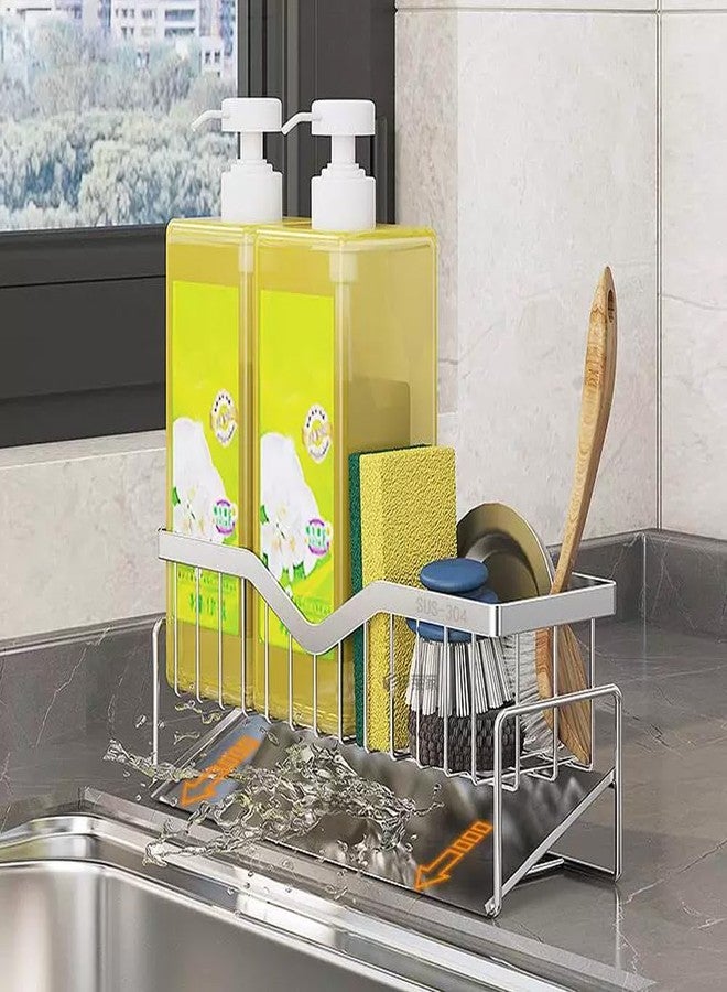 MINGFANITY Sponge Holder for Kitchen Sink, Quick Draining, SUS 304 Stainless Steel Sponge Organizer, Basket for Cleaning and Scrub Tool, Kitchen Sink Brush Caddy Holder,Large Size and Capacity - Image 1