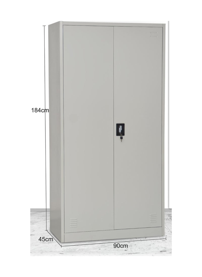 Karnak Steel Metal Filing Cabinet With Key Lock & Shelves Storage Compartment ,Steel wardrobe,Cabinet For Living Room, Kitchen,Office, and School Color Grey