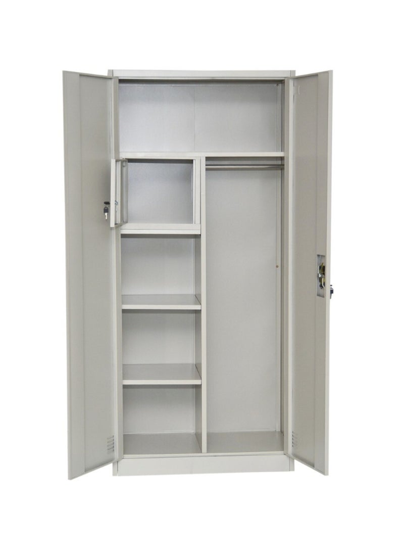 Karnak Steel Metal Filing Cabinet With Key Lock & Shelves Storage Compartment ,Steel wardrobe,Cabinet For Living Room, Kitchen,Office, and School Color Grey