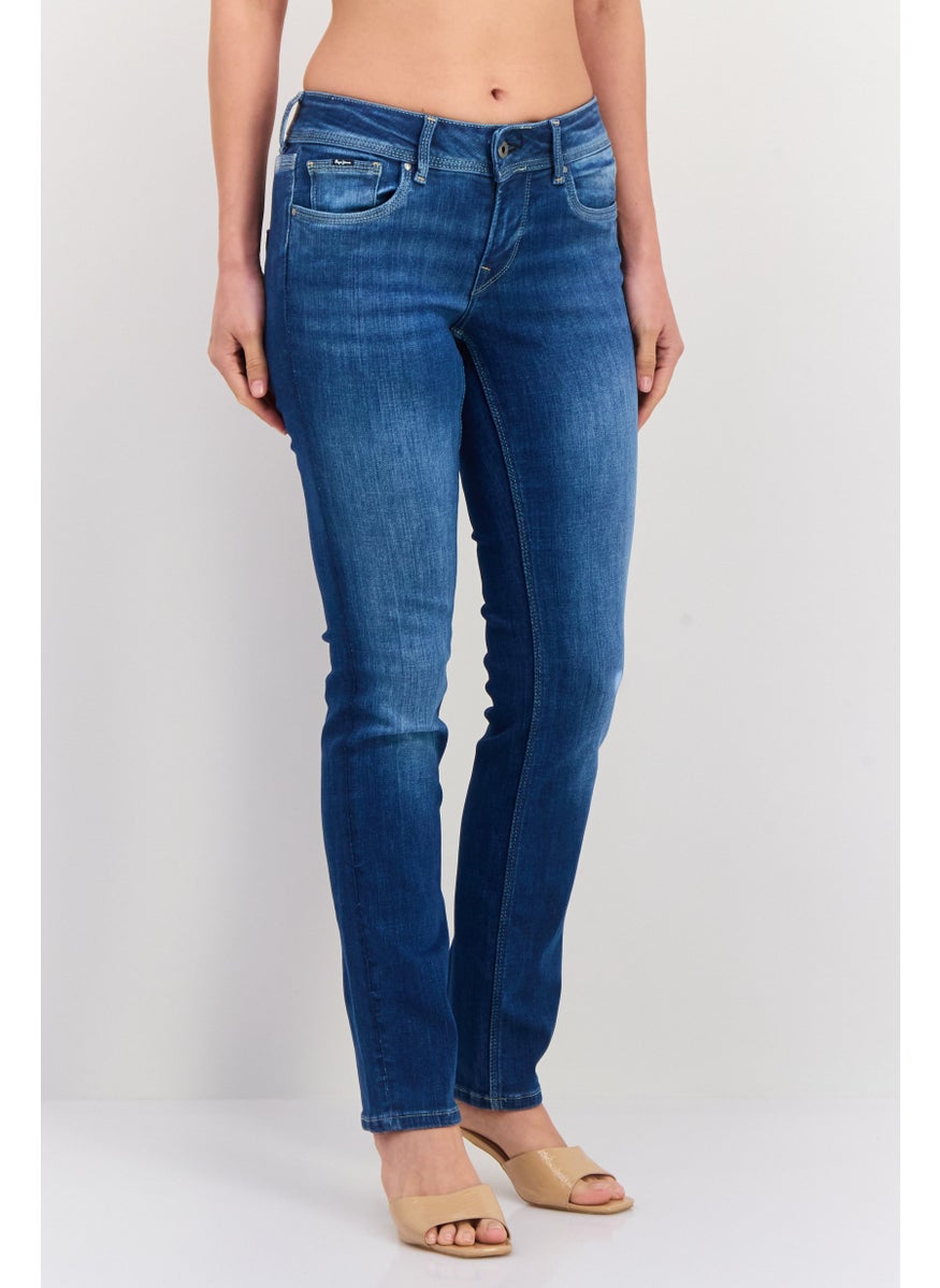 Pepe Jeans - Women Straight FIt Washed Stretchable Jeans, Blue - Image 1