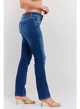Pepe Jeans Women Straight FIt Washed Stretchable Jeans, Blue  - Image 4
