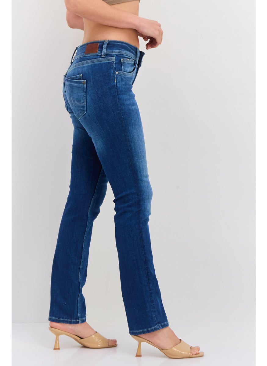 Pepe Jeans - Women Straight FIt Washed Stretchable Jeans, Blue - Image 1